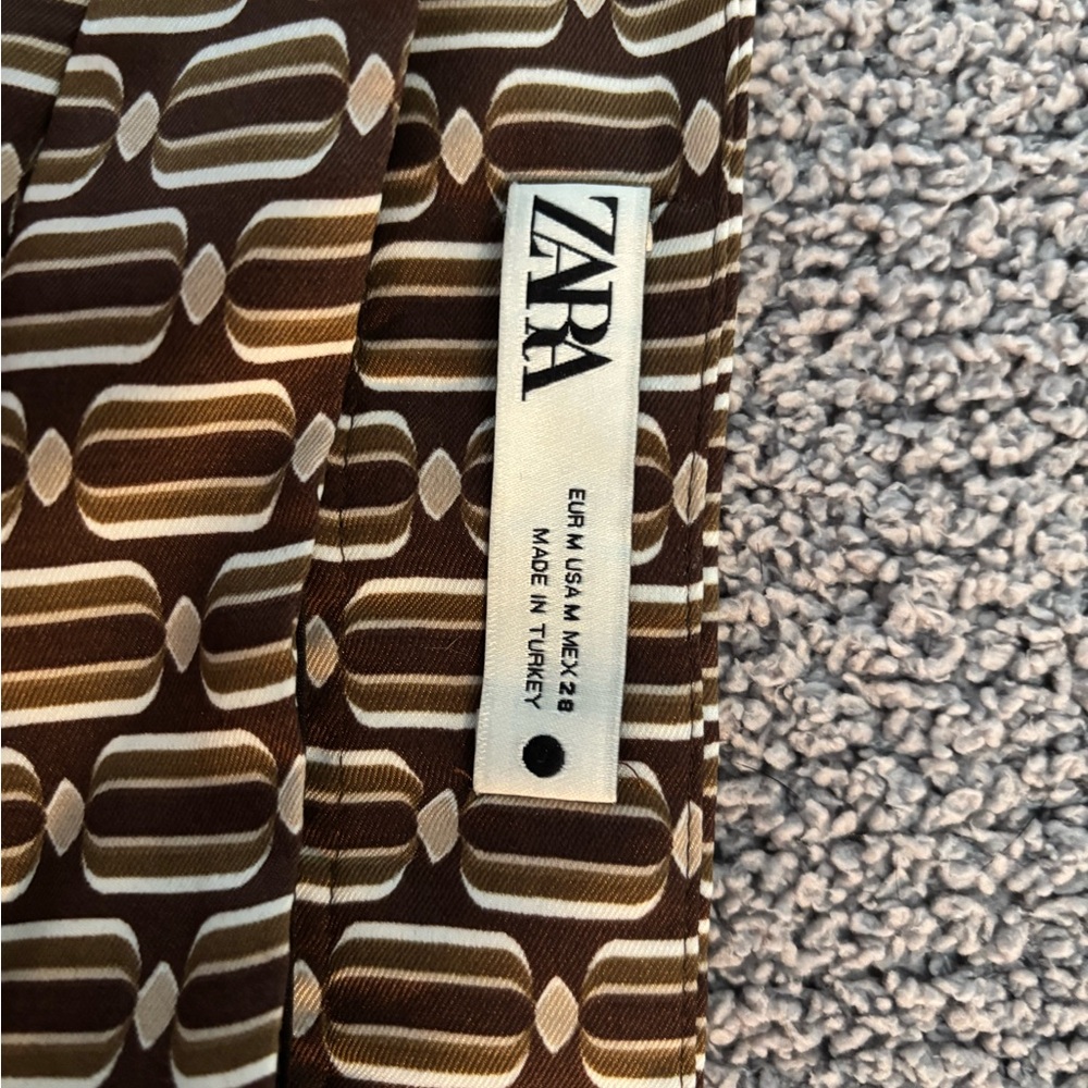 Zara Brown Patterned Wide-Leg Pants - Picture 7 of 8